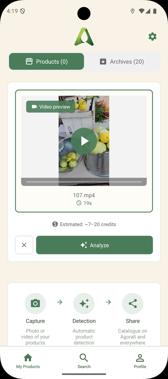 Agorali — AI Scan screen