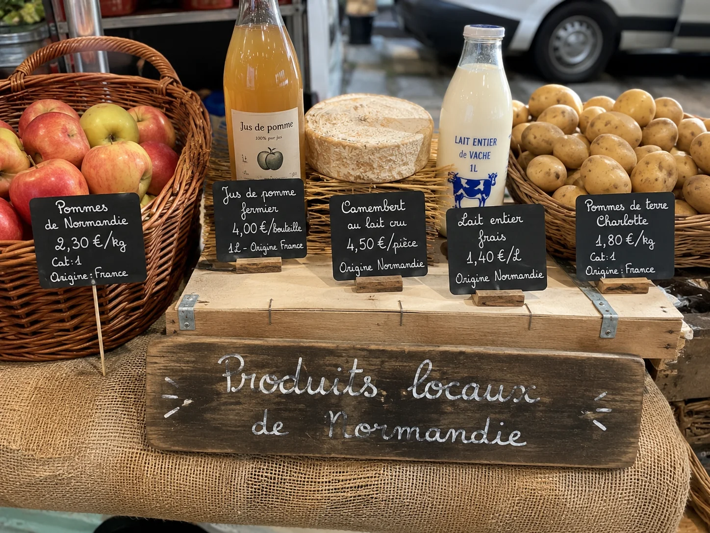 Étal de marché normand