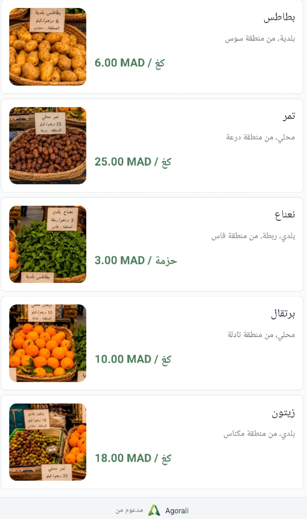 Generated product list