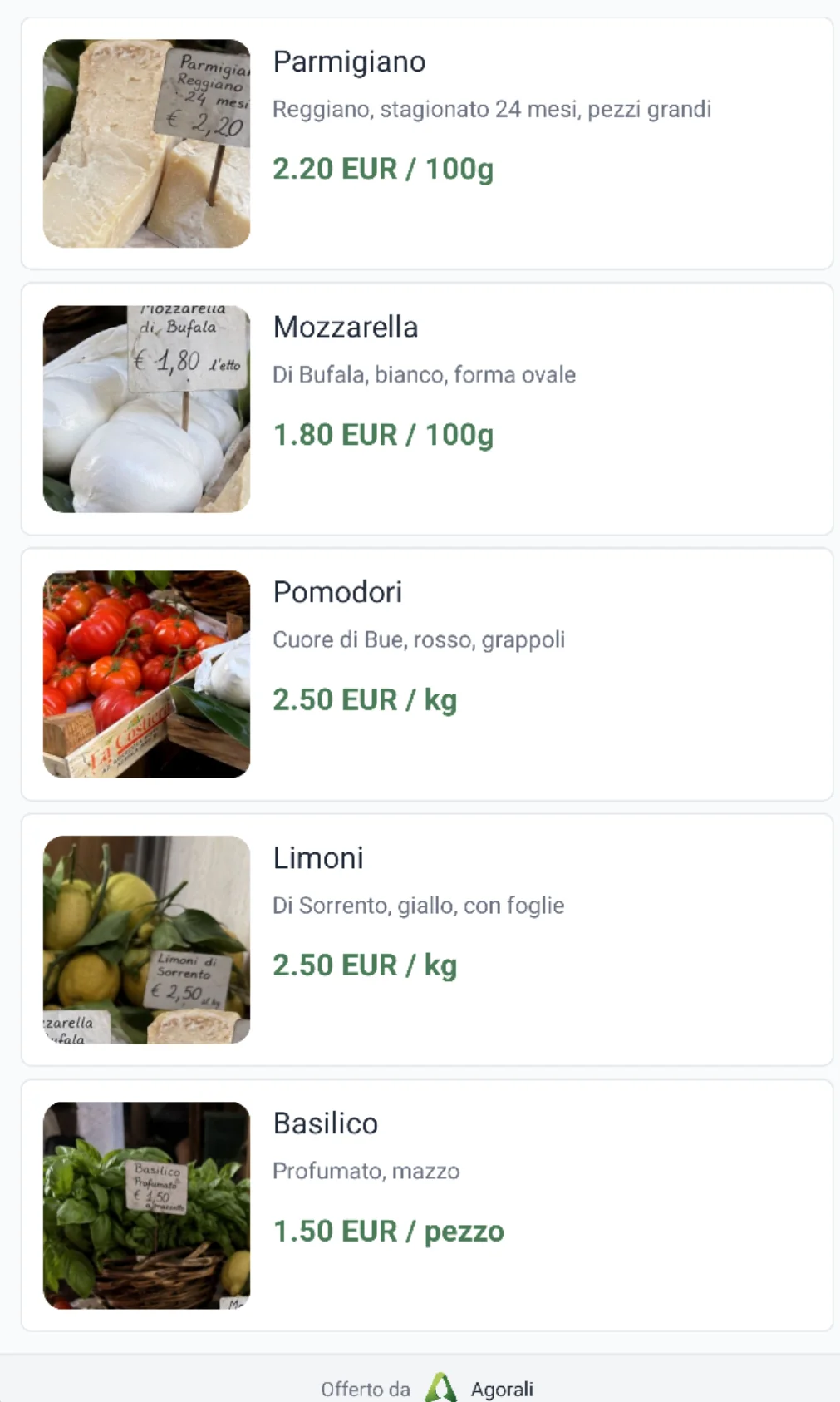 Liste produits générée