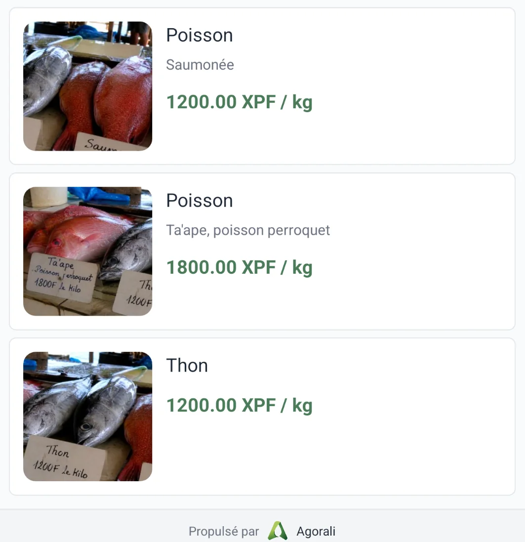 Liste produits générée